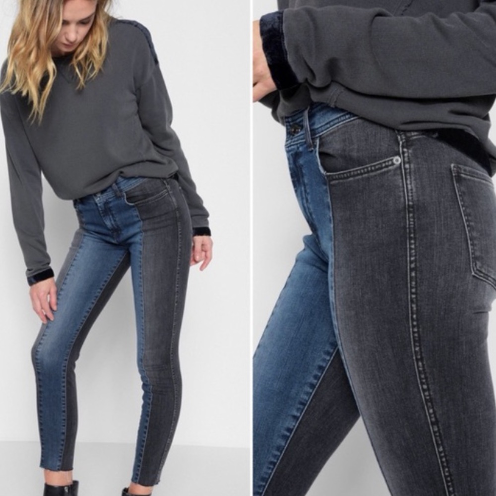 7 for all mankind 2 tone panel colorblock jeans - Picture 2 of 8